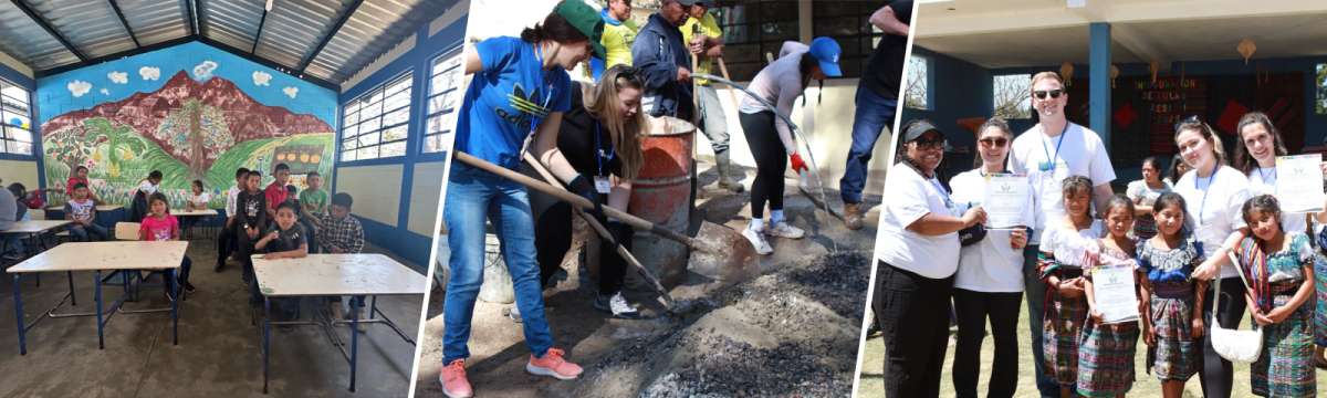 Flywire employees and schoolchildren during the School the World service trip