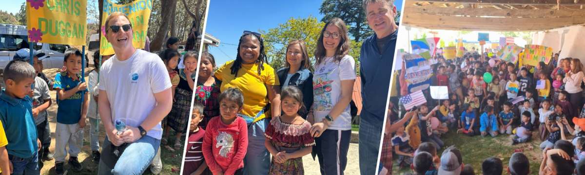 Flywire employees and schoolchildren during the School the World service trip